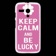 Coque Motorola G Keep Calm Be Lucky Rose