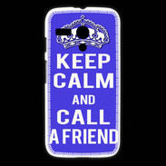 Coque Motorola G Keep Calm Call friend Bleu