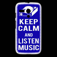 Coque Motorola G Keep Calm Listen music Bleu