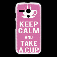 Coque Motorola G Keep Calm Take a cup Rose
