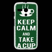 Coque Motorola G Keep Calm Take a cup Vert