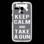 Coque Motorola G Keep Calm Take a gun Gris