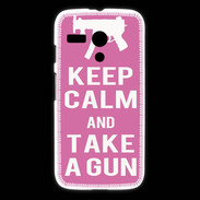 Coque Motorola G Keep Calm Take a gun Rose