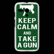 Coque Motorola G Keep Calm Take a gun Vert