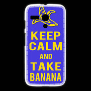 Coque Motorola G Keep Calm Take Banana Bleu
