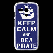 Coque Motorola G Keep Calm Be a Pirate Bleu