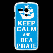 Coque Motorola G Keep Calm Be a Pirate Cyan
