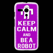 Coque Motorola G Keep Calm Be a Robot Violet