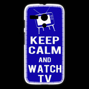Coque Motorola G Keep Calm Watch TV Bleu