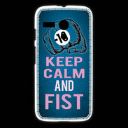 Coque Motorola G Keep Calm and Fist BLeu