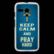 Coque Motorola G Keep Calm and Pray Christian Bleu
