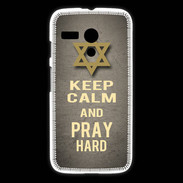 Coque Motorola G Keep Calm and Pray jewish Gris