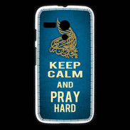 Coque Motorola G Keep Calm and Pray Muslim Bleu