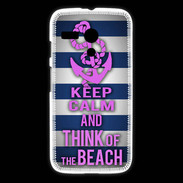 Coque Motorola G Keep Calm and Think Beach Bleu