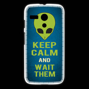 Coque Motorola G Keep Calm and Wait Alien Bleu