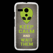 Coque Motorola G Keep Calm and Wait Alien Gris
