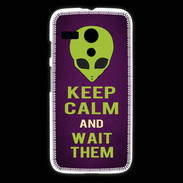 Coque Motorola G Keep Calm and Wait Alien Violet