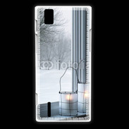 Coque Huawei Ascend P2 paysage hiver deux lanternes