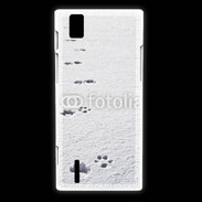 Coque Huawei Ascend P2 Traces de pas d'animal dans la neige