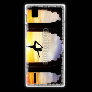 Coque Huawei Ascend P2 Danseuse yoga temple couché de soleil