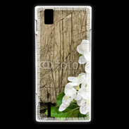 Coque Huawei Ascend P2 Fleurs sur fond en bois