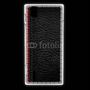 Coque Huawei Ascend P2 Effet cuir noir et rouge