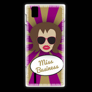 Coque Huawei Ascend P2 Miss business Chatain
