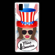 Coque Huawei Ascend P2 Miss USA Chatain