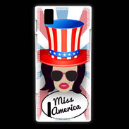 Coque Huawei Ascend P2 Miss USA Brune