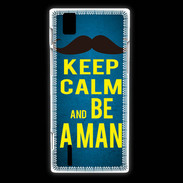 Coque Huawei Ascend P2 Keep Calm Be a Man Bleu