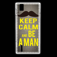 Coque Huawei Ascend P2 Keep Calm Be a Man Gris