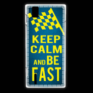 Coque Huawei Ascend P2 Keep Calm and Be Fast Bleu