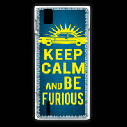 Coque Huawei Ascend P2 Keep Calm and Be Furious Bleu