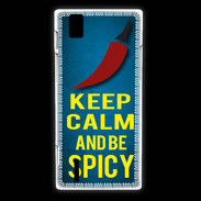Coque Huawei Ascend P2 Keep Calm and Be Spicy Bleu
