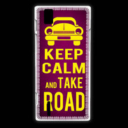 Coque Huawei Ascend P2 Keep Calm and Take o road 2 Rose