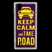 Coque Huawei Ascend P2 Keep Calm and Take o road 2 Violet
