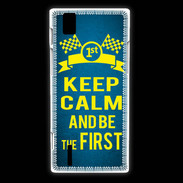 Coque Huawei Ascend P2 Keep Calm and Be the First Bleu