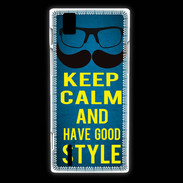 Coque Huawei Ascend P2 Keep Calm and Have a good Style Bleu