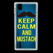 Coque Huawei Ascend P2 Keep Calm and Mustach Bleu