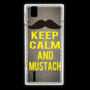 Coque Huawei Ascend P2 Keep Calm and Mustach Gris