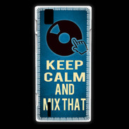 Coque Huawei Ascend P2 Keep Calm and Mix that Bleu