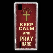 Coque Huawei Ascend P2 Keep Calm and Pray Christian Rouge