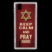 Coque Huawei Ascend P2 Keep Calm and Pray jewish Rouge