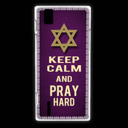 Coque Huawei Ascend P2 Keep Calm and Pray jewish Violet