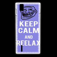 Coque Huawei Ascend P2 Keep Calm and Be Reelax Bleu