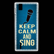 Coque Huawei Ascend P2 Keep Calm and Sing Bleu