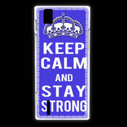 Coque Huawei Ascend P2 Keep Calm and Stay strong Bleu