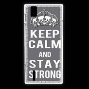 Coque Huawei Ascend P2 Keep Calm and Stay strong Gris