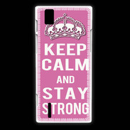 Coque Huawei Ascend P2 Keep Calm and Stay strong Rose