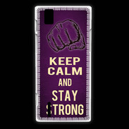 Coque Huawei Ascend P2 Keep Calm and Stay strong Violet